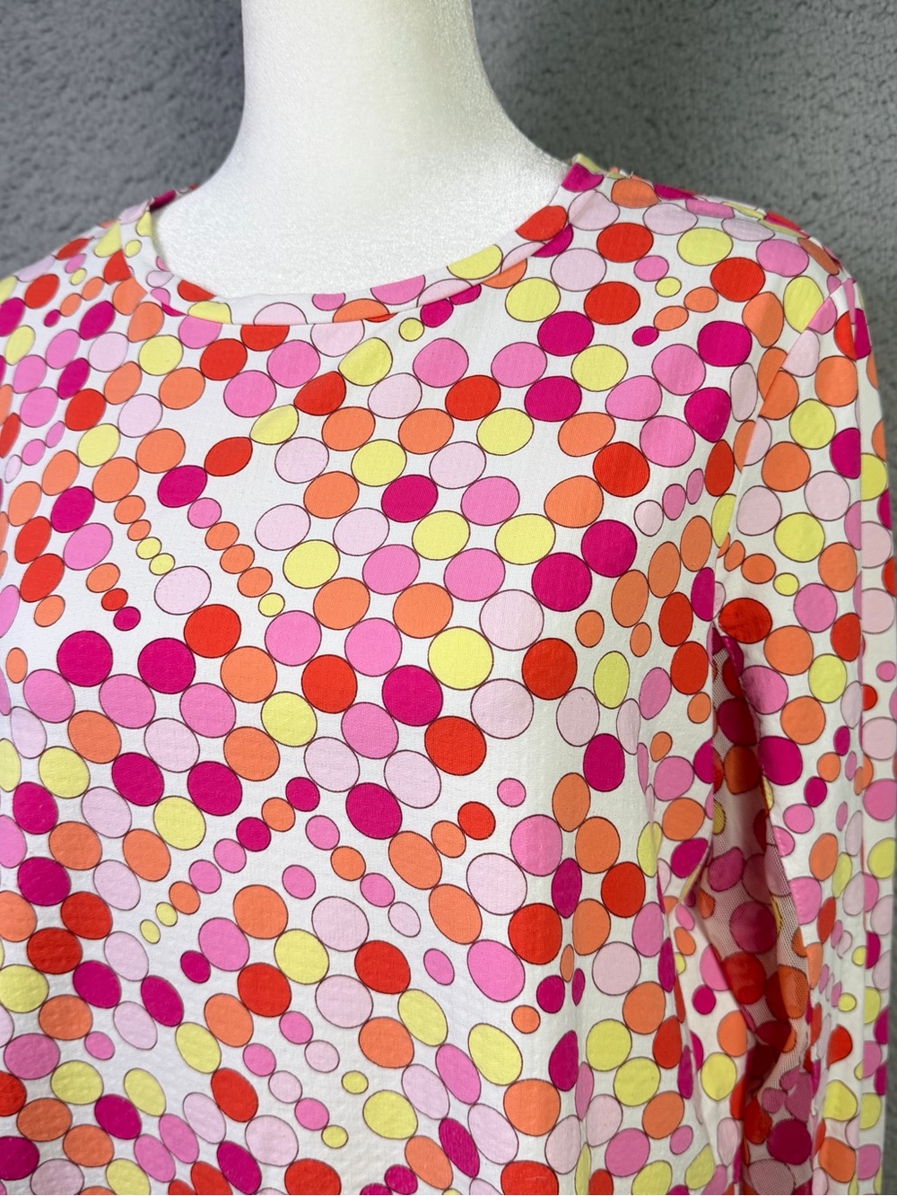IBKUL Top Womens Large Multicolor Geometric Crew Neck Long Sleeve Mesh Active - Picture 2 of 8
